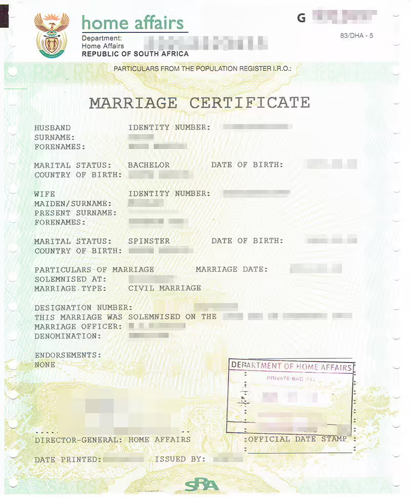 Unabridged Marriage Certificate 4 DHA Unabridged Marriage Certificate